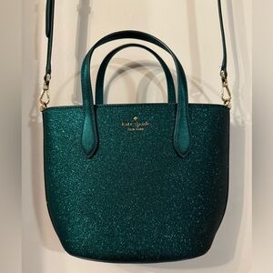 Kate Spade Glitter Glimmer Small Zipped Satchel Crossbody Bag - Jade